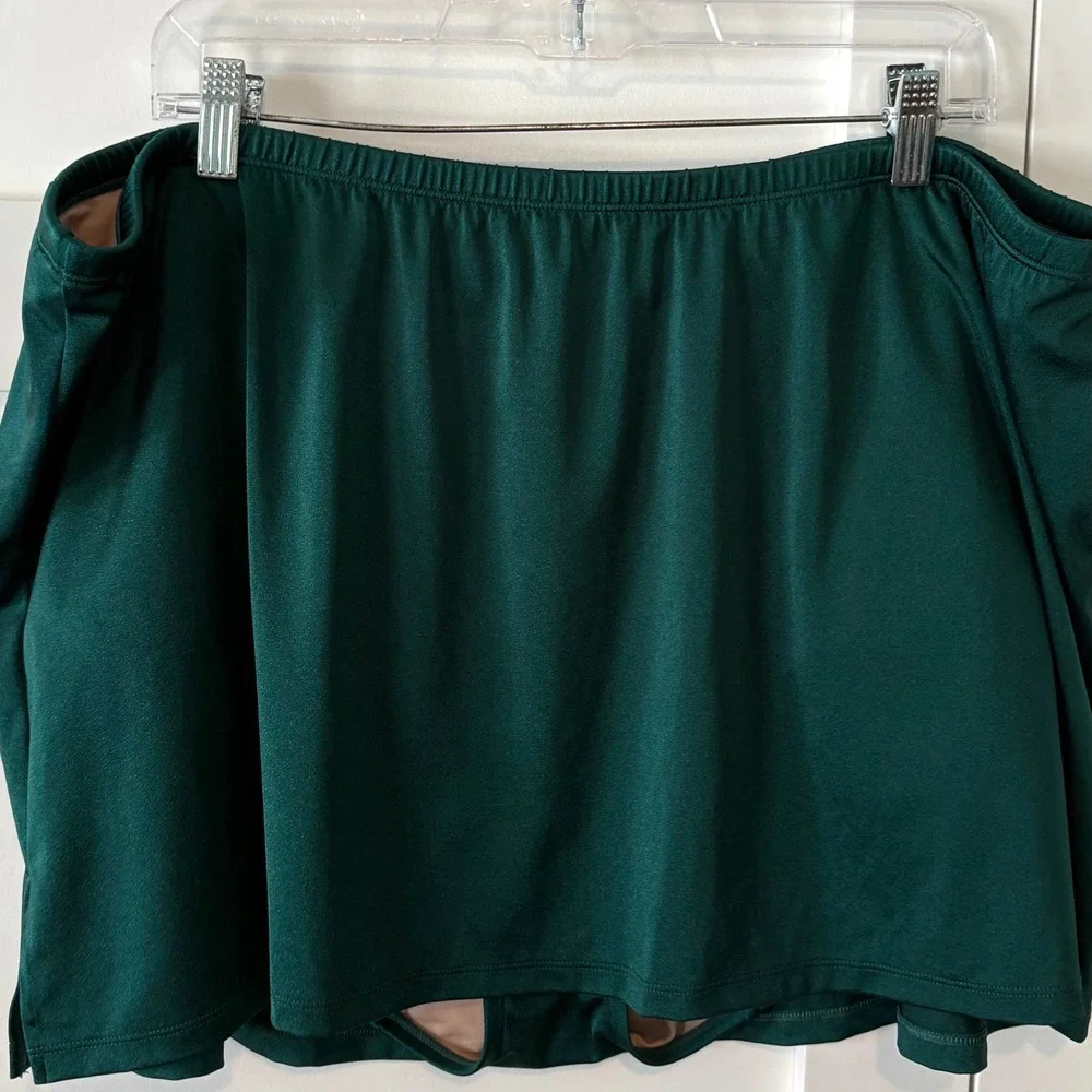 Cacique Swim Emerald Green Shimmer Slitted Swim Skirt in Size 24